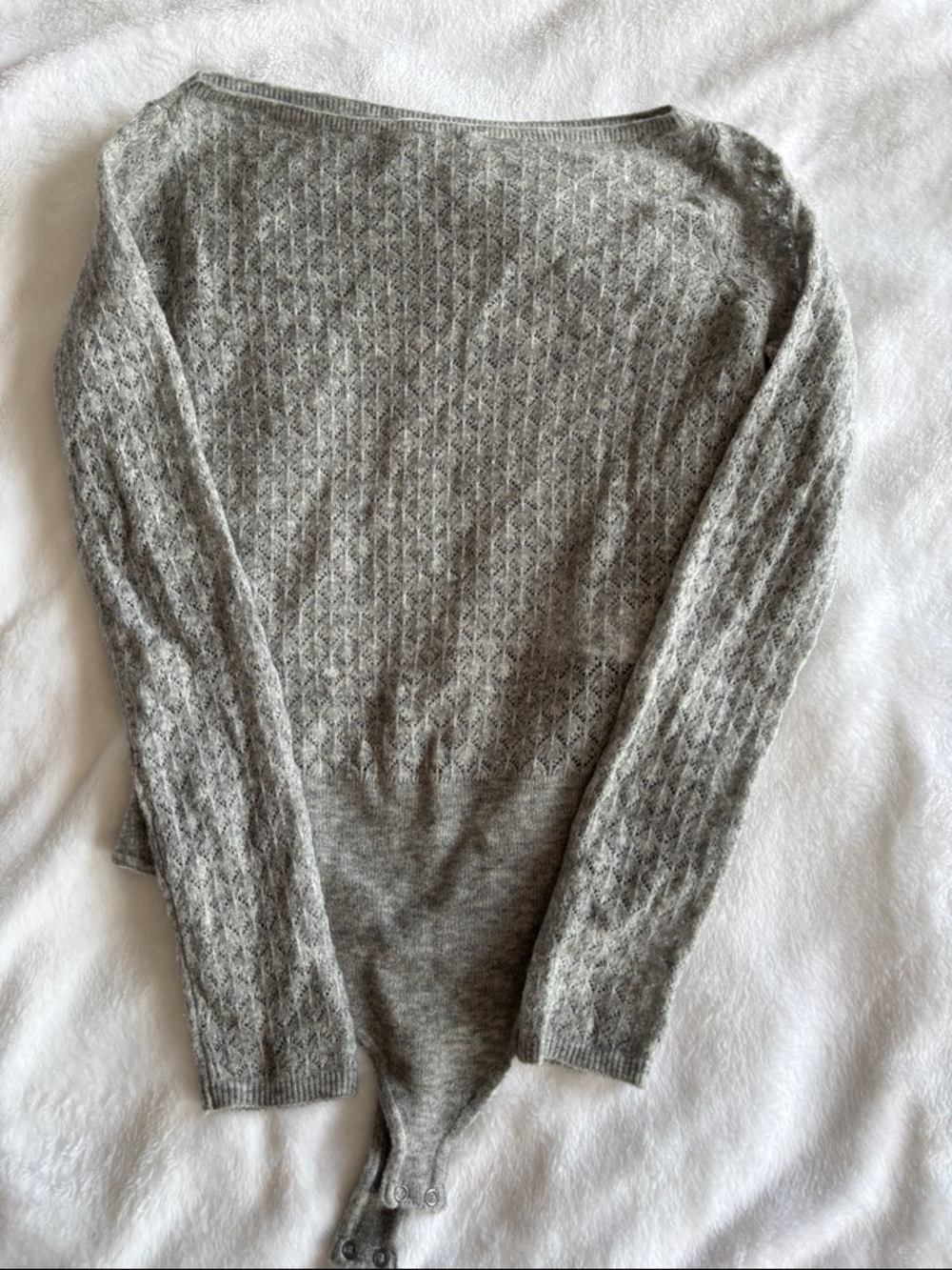 Abercrombie & Fitch Gray Knit Long-Sleeve Bodysuit